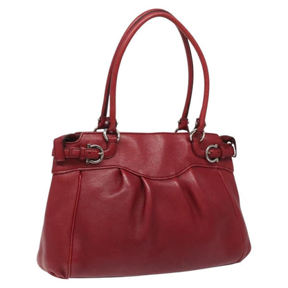 Salvatore Ferragamo Gancini handbag Leather, RED, LEATHER, Handbag