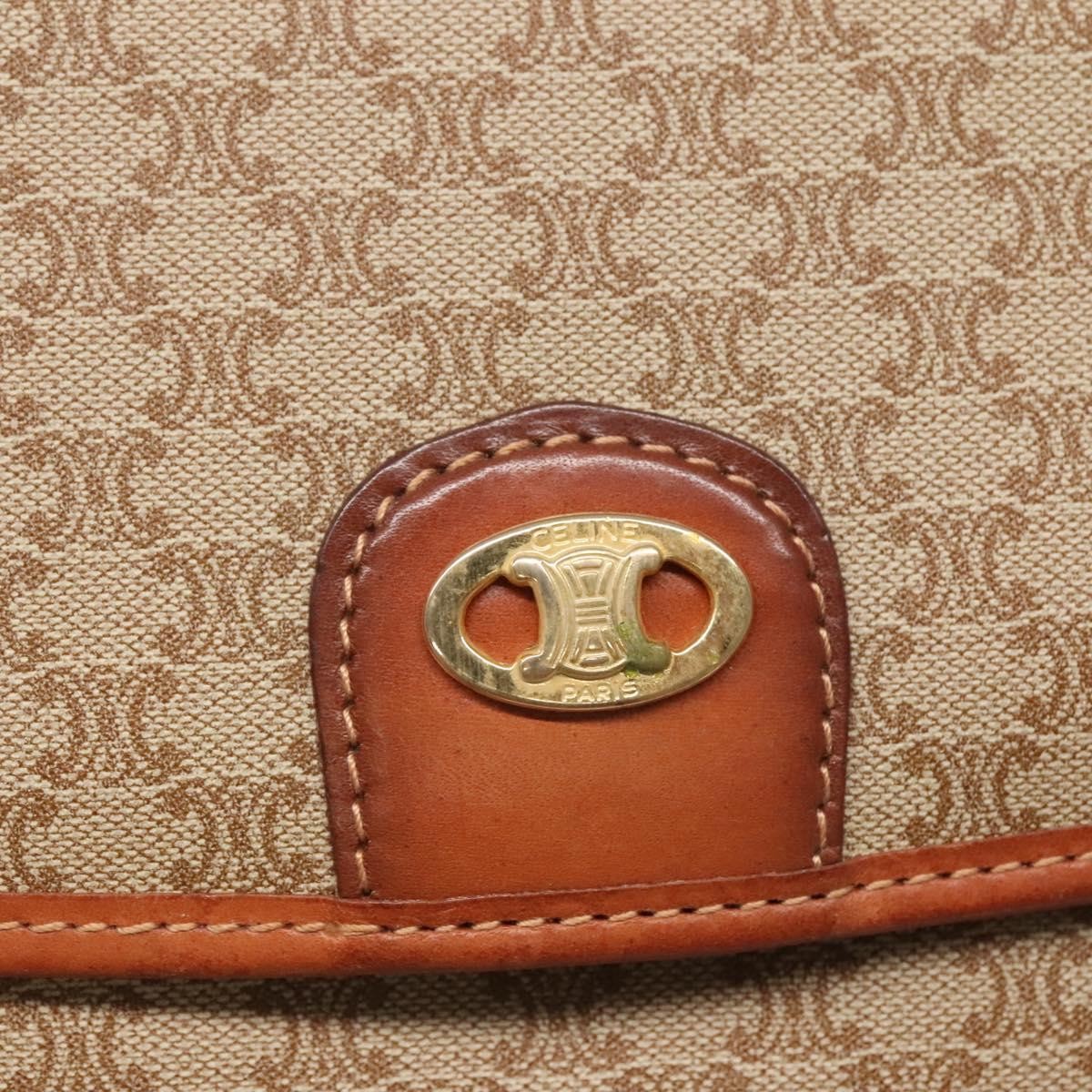 Celine Vintage Macadam Handbag Canvas, BEIGE, CANVAS, Handbag