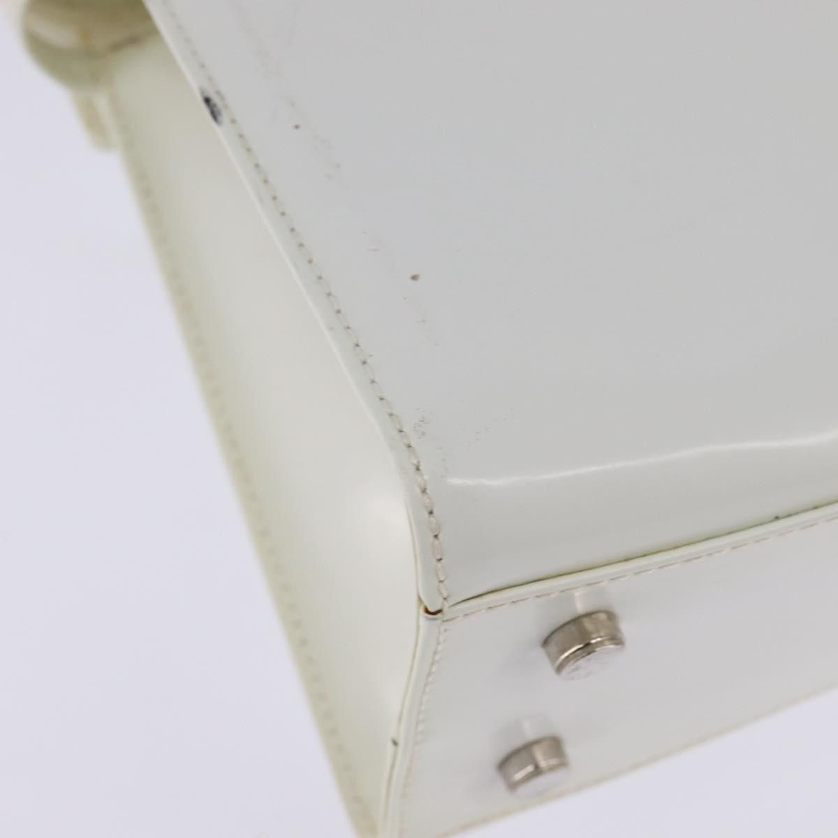 Salvatore Ferragamo Gancini handbag Patent leather, WHITE, PATENT_LEATHER, Handbag