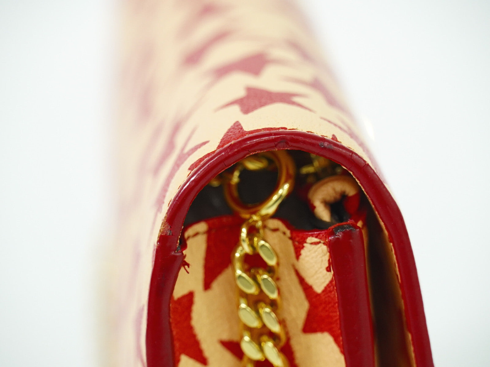 Saint Laurent Star wallet on chain Leather, RED, LEATHER, Wallets