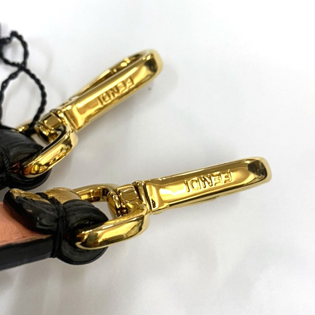 Fendi Logo Strap Leather, BLACK, LEATHER, Straps