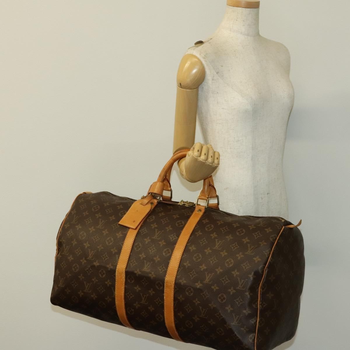 Louis Vuitton Keepall Bag Monogram Canvas, BROWN, CANVAS, Travel bag