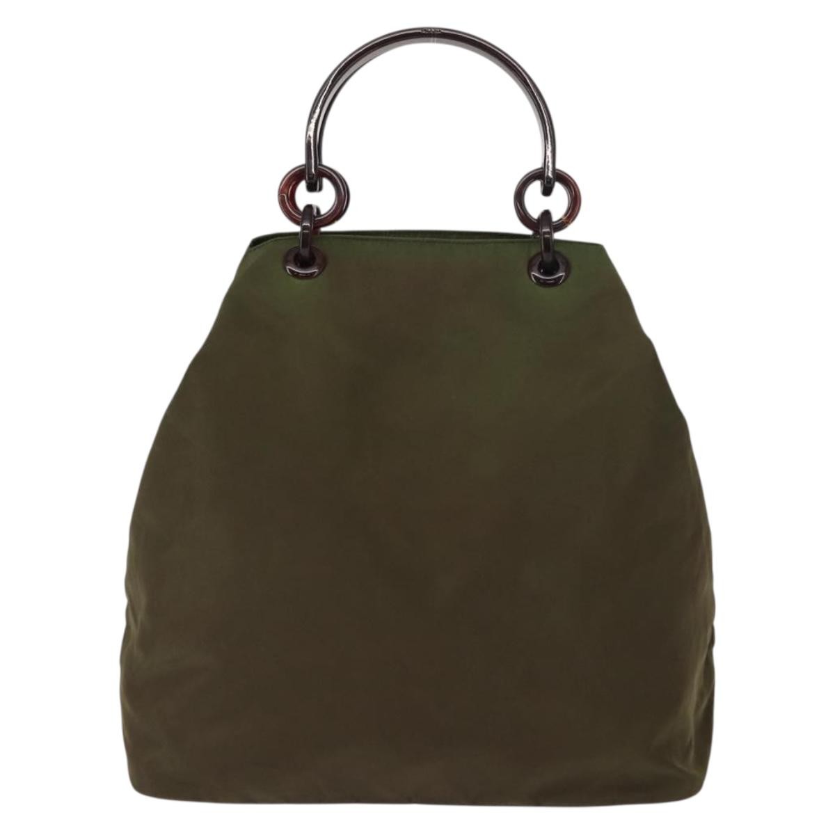 Prada Resin Handle Tote Tessuto, KHAKI, NYLON, Tote bag