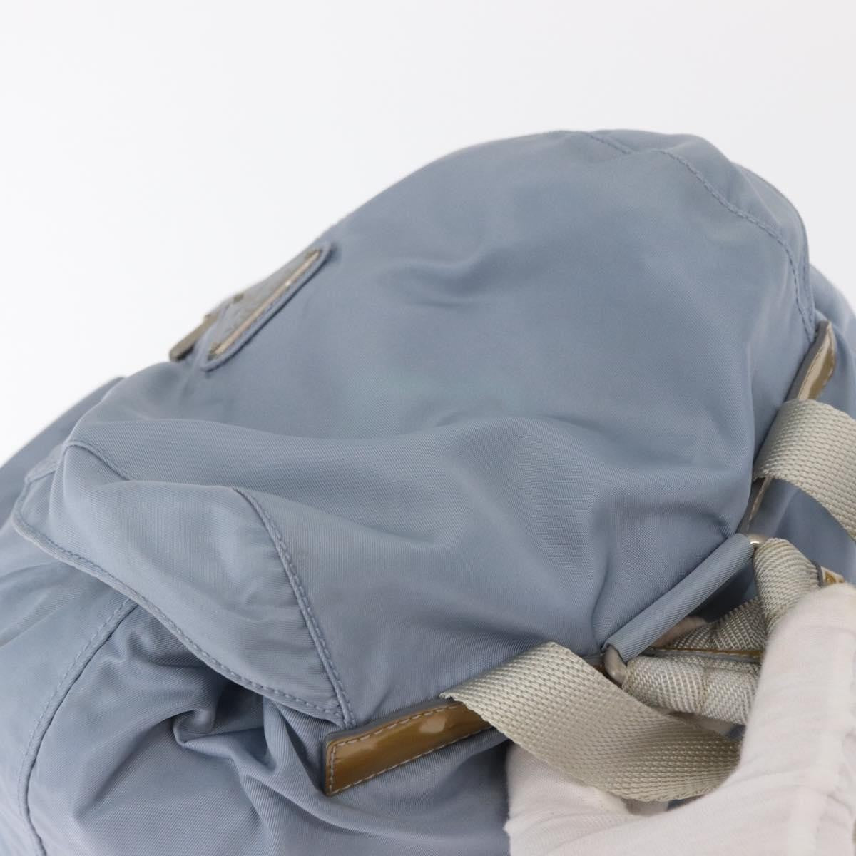 Prada Vela Double Front Pocket Backpack Tessuto with Saffiano Leather, BLUE, NYLON, Backpack