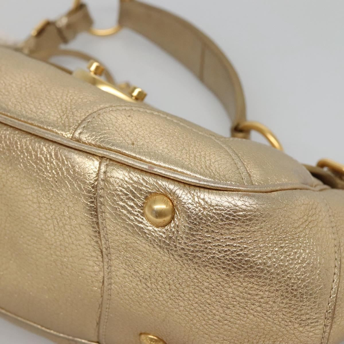 Prada Antic Pushlock Shoulder Bag Leather, GOLD, LEATHER, Shoulder bag
