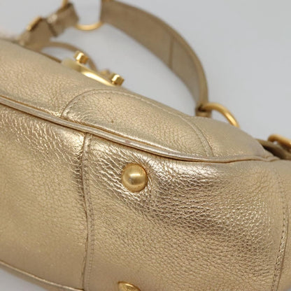 Prada Antic Pushlock Shoulder Bag Leather, GOLD, LEATHER, Shoulder bag