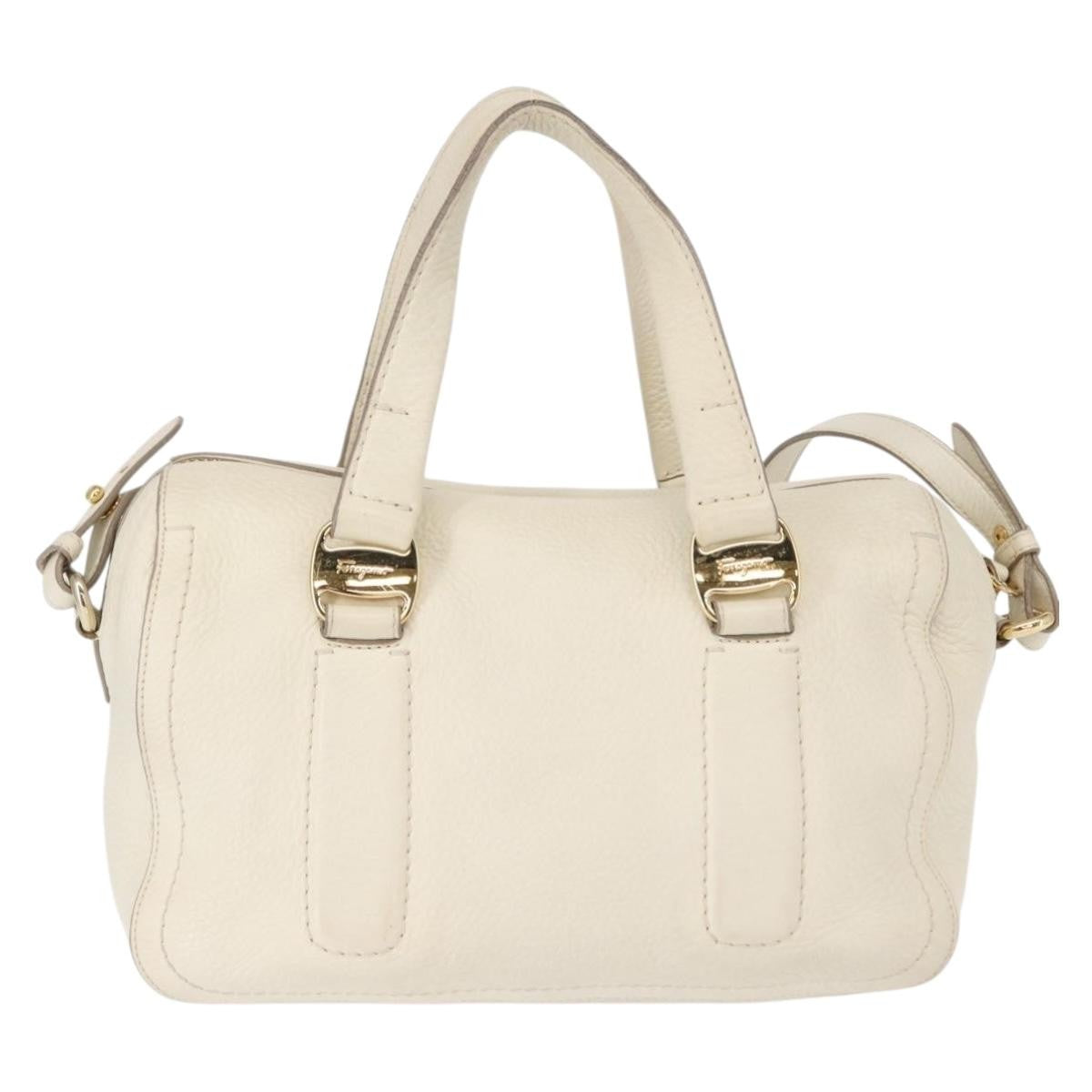Salvatore Ferragamo Vala Handbag Leather, WHITE, LEATHER, Handbag