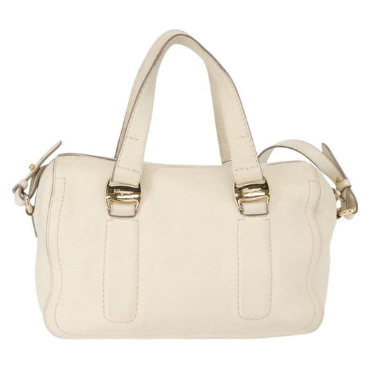 Salvatore Ferragamo Vala Handbag Leather, WHITE, LEATHER, Handbag