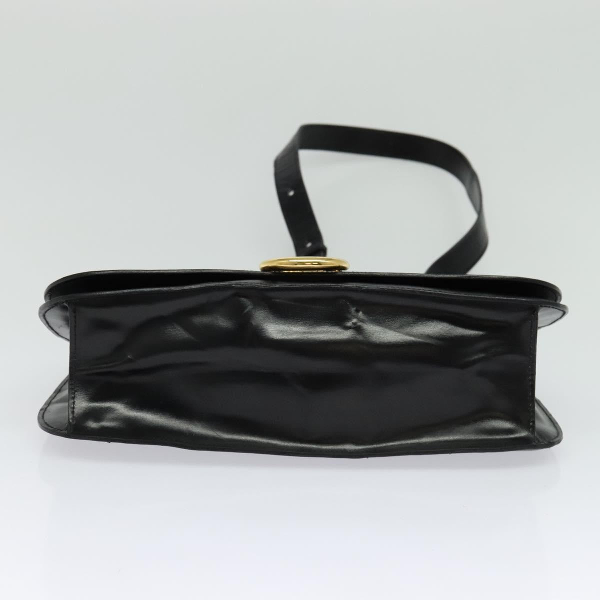 Celine Flap Shoulder Bag Leather, BLACK, LEATHER, Shoulder bag