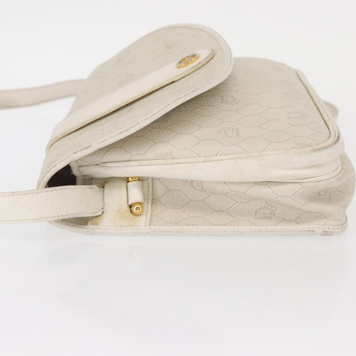 Christian Dior Vintage Honeycomb Flap Crossbody Bag Canvas and Leather, WHITE, CANVAS, Shoulder bag
