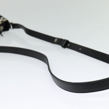 Burberry Front Pocket Flap Messenger Leather with Vintage Check Canvas, BLACK, LEATHER, Crossbody bag