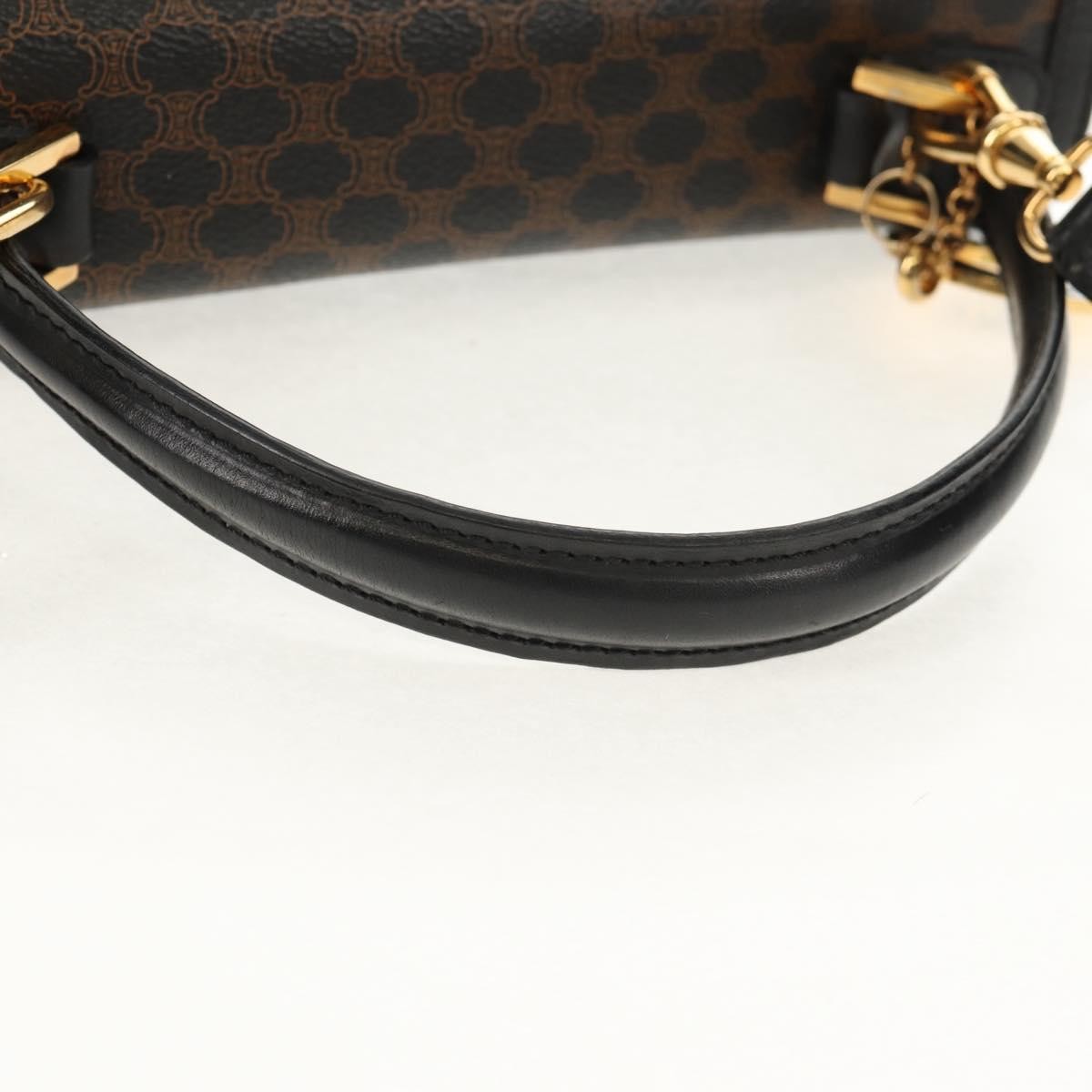 Celine Vintage Convertible Top Handle Bag Macadam Coated Canvas, BROWN, PVC, Handbag