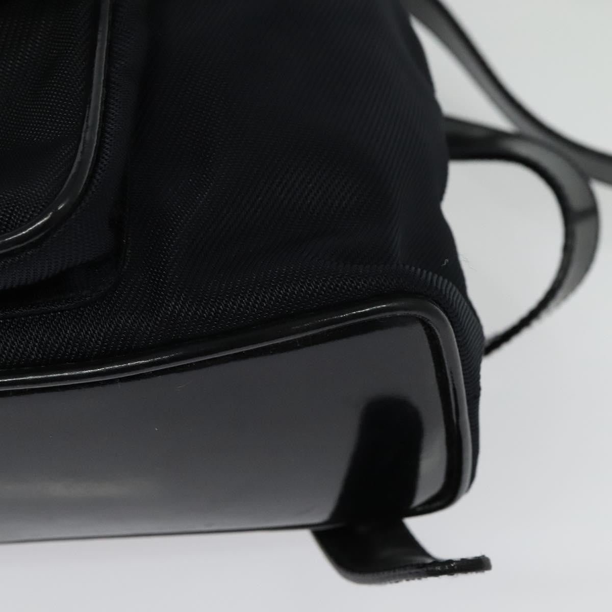 Gucci Vintage Bamboo Backpack Nylon and Patent Leather, BLACK, NYLON, Backpack