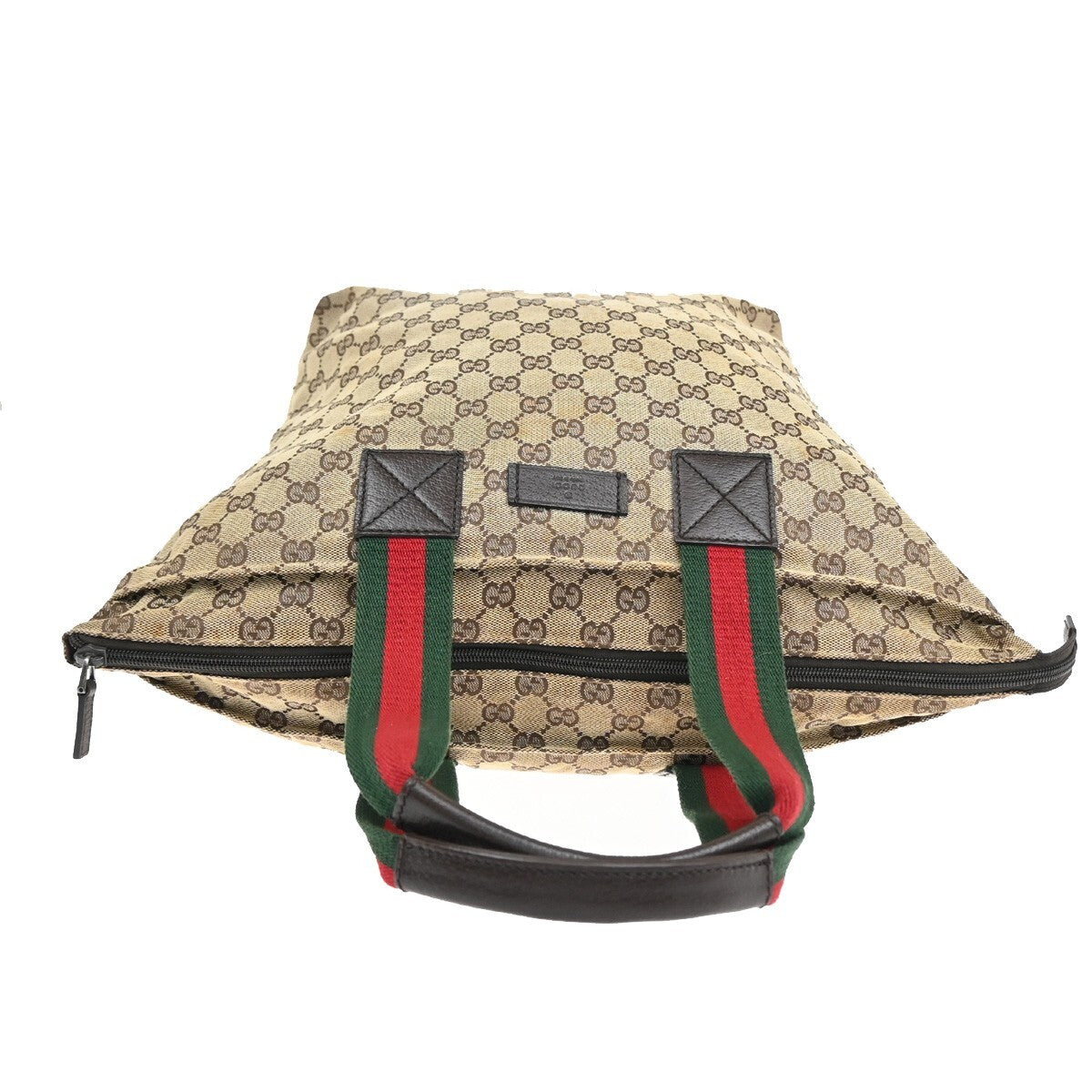 Gucci Web Zip Tote GG Canvas, BROWN, CANVAS, Tote bag