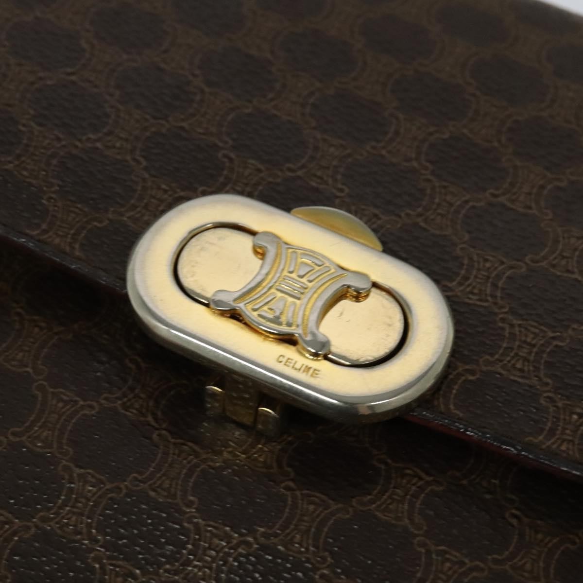 Celine Vintage Macadam Shoulder Bag Canvas and Leather, BROWN, CANVAS, Shoulder bag