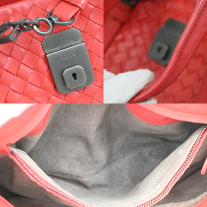 Bottega Veneta Roma Bag Intrecciato Nappa, RED, LEATHER, Handbag
