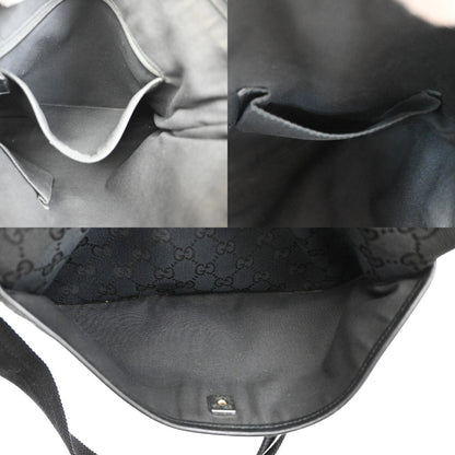 Gucci Zip Messenger Bag GG Canvas with Perforated Leather, BLACK, CANVAS, Shoulder bag