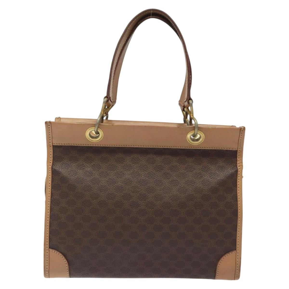 Celine Macadam Handbag Macadam with leather, BROWN, CANVAS, Handbag