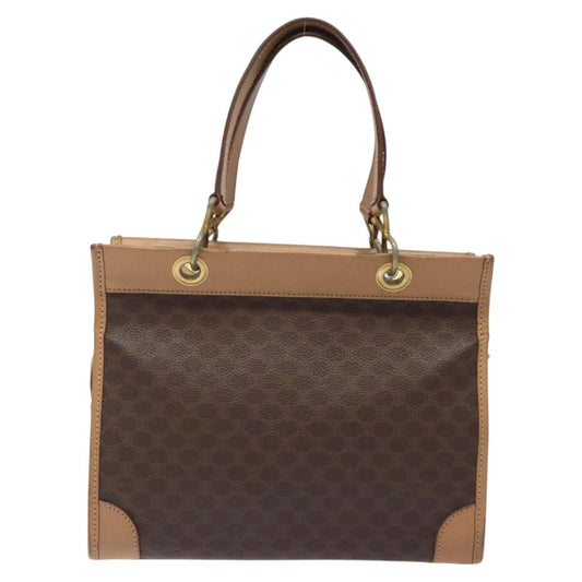 Celine Macadam Handbag Macadam with leather, BROWN, CANVAS, Handbag