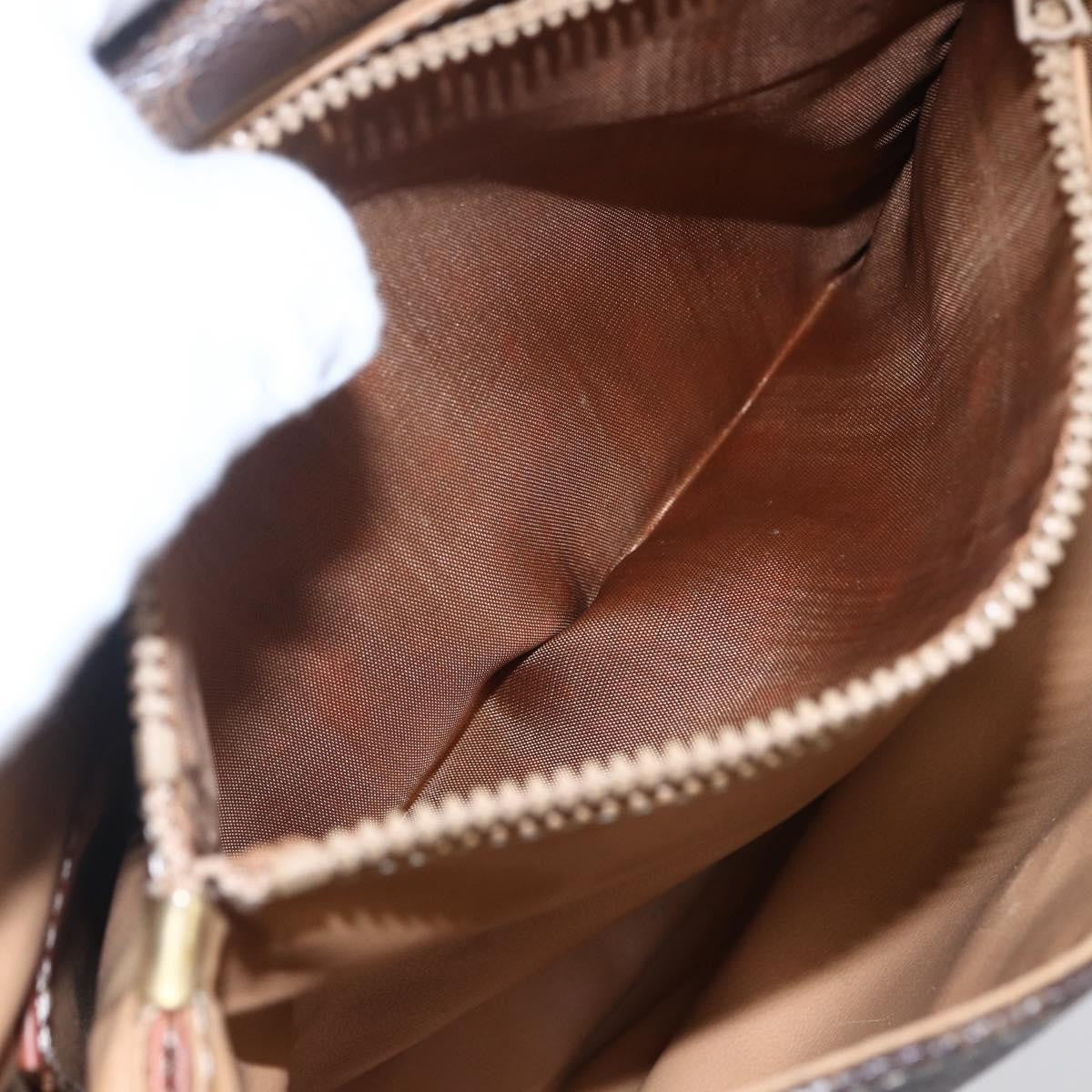 Celine Vintage Macadam Shoulder Bag Canvas and Leather, BROWN, CANVAS, Shoulder bag