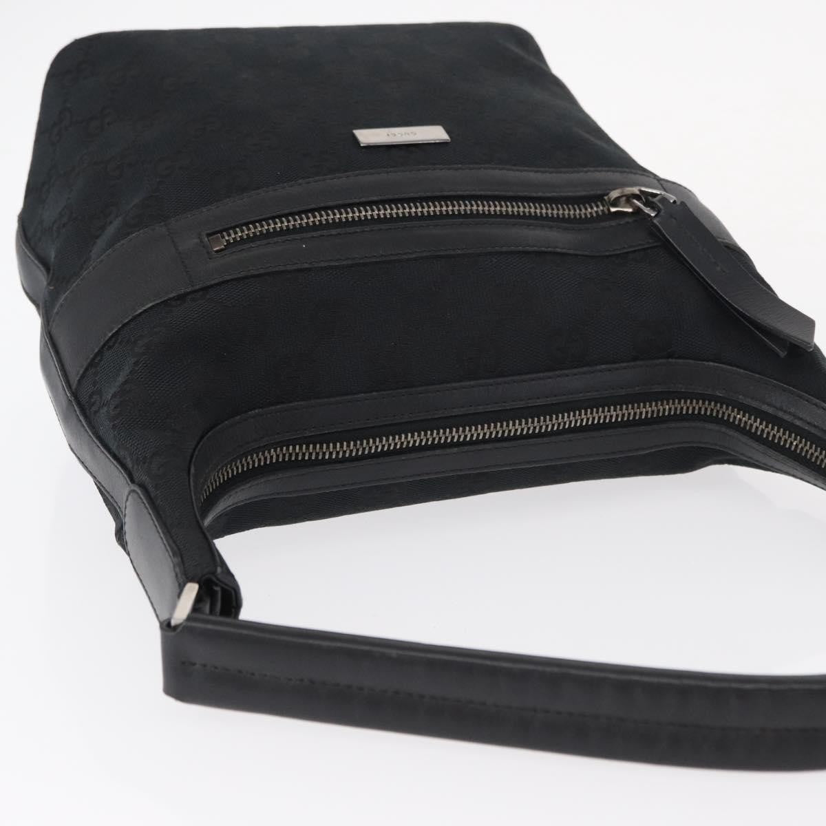 Gucci Vintage Shoulder Bag GG Canvas and Leather, BLACK, CANVAS, Shoulder bag