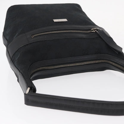 Gucci Vintage Shoulder Bag GG Canvas and Leather, BLACK, CANVAS, Shoulder bag