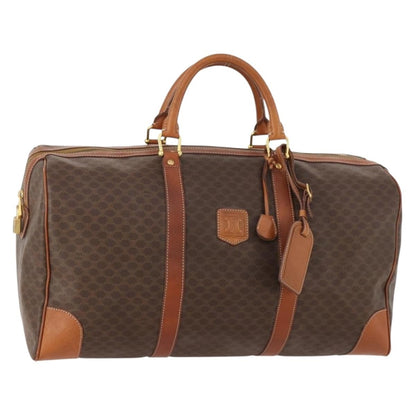 Celine Vintage Macadam Boston bag Canvas and Leather, BROWN, CANVAS, Travel bag