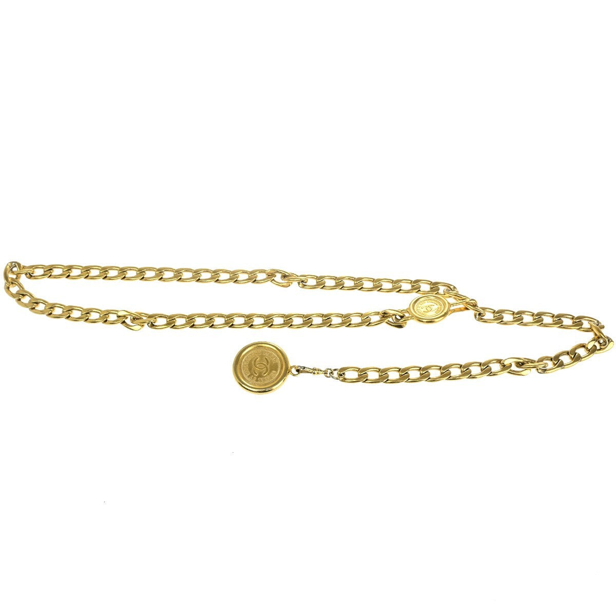 Chanel CC Logo Elastic Belt Leather, GOLD, GOLD_PLATED, Belts