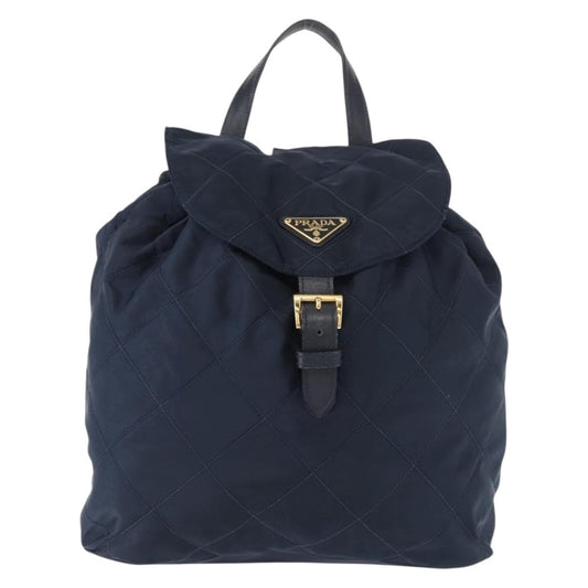 Prada Buckle Backpack Quilted Tessuto, NAVY, NYLON, Backpack
