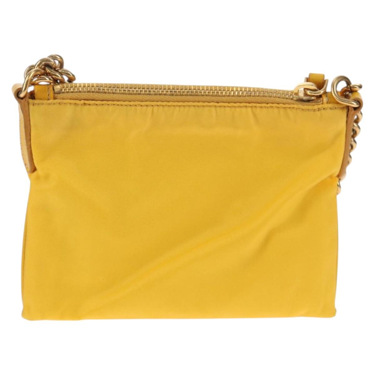 Prada Logo Chain Crossbody Bag Tessuto and Saffiano Leather, YELLOW, NYLON, Clutche & pouche