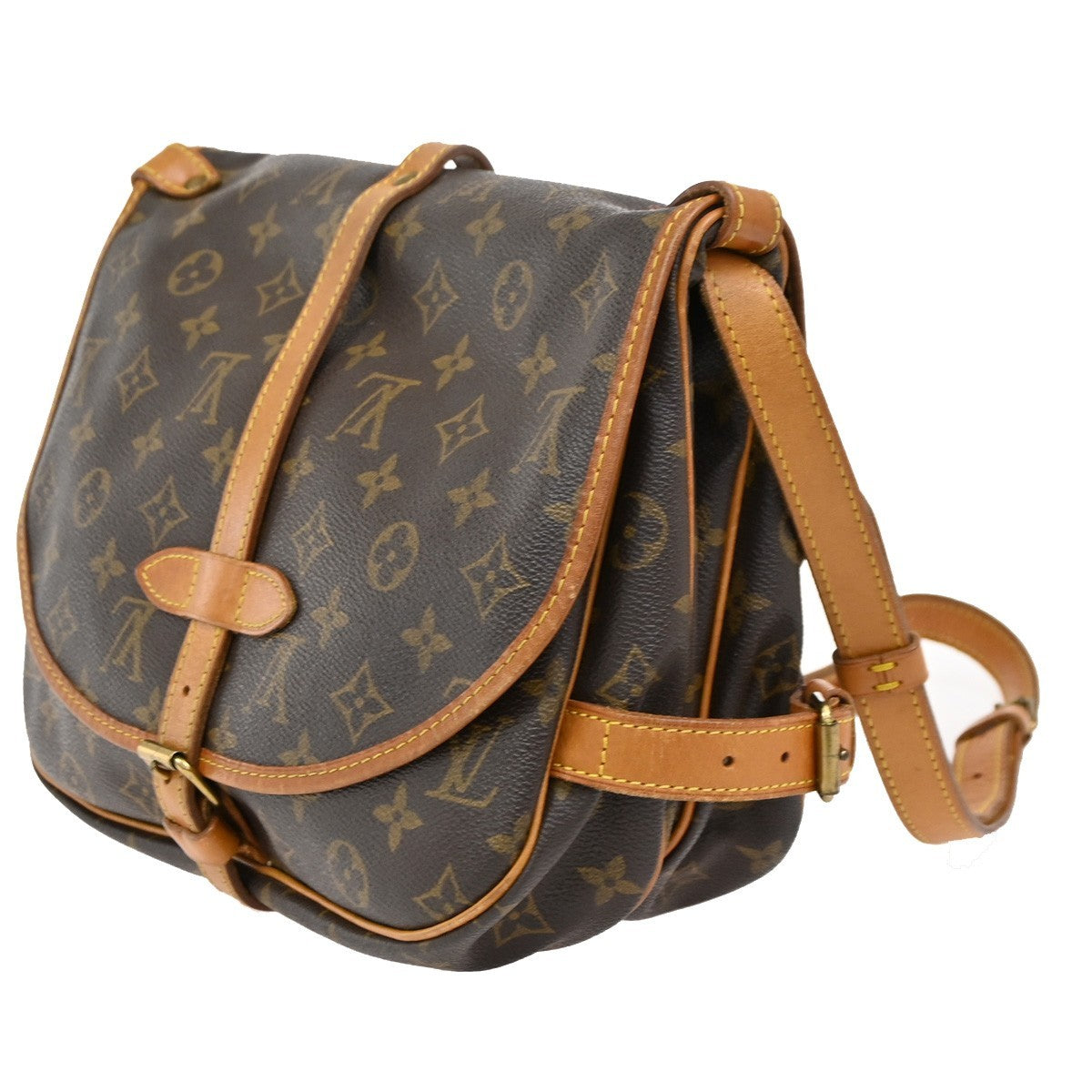 Louis Vuitton Saumur Handbag Monogram Canvas, BROWN, CANVAS, Shoulder bag