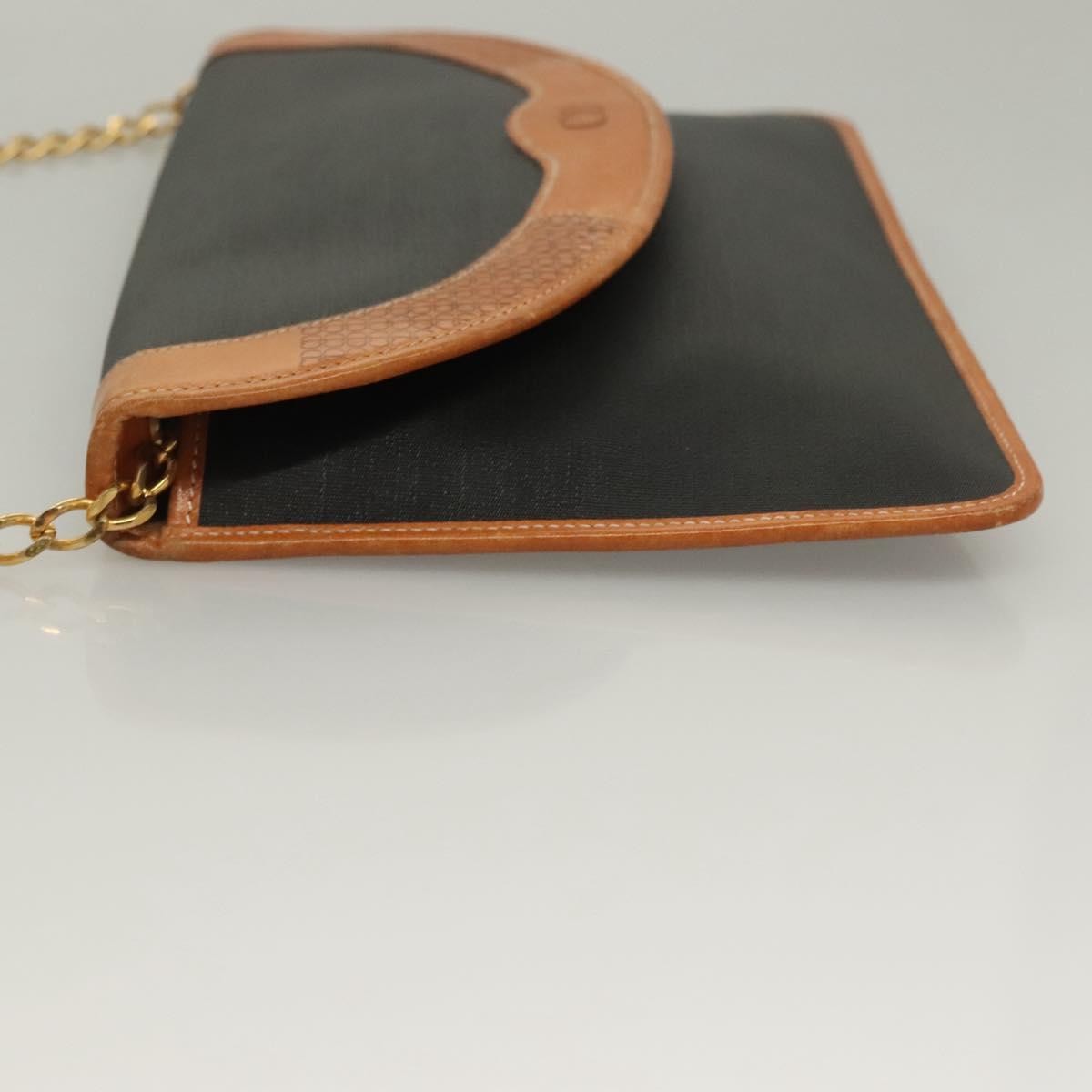 Christian Dior Vintage CD Chain Flap Shoulder Bag Canvas, BLACK, PVC, Shoulder bag