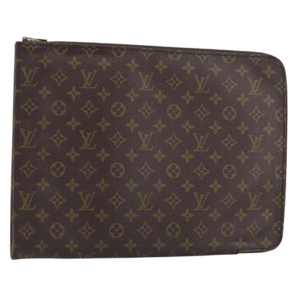 Louis Vuitton Poche Documents Monogram Canvas, BROWN, CANVAS, Clutche & pouche
