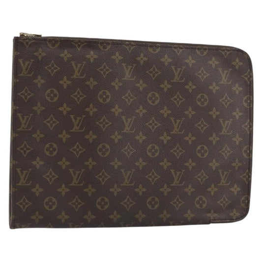 Louis Vuitton Poche Documents Monogram Canvas, BROWN, CANVAS, Clutche & pouche