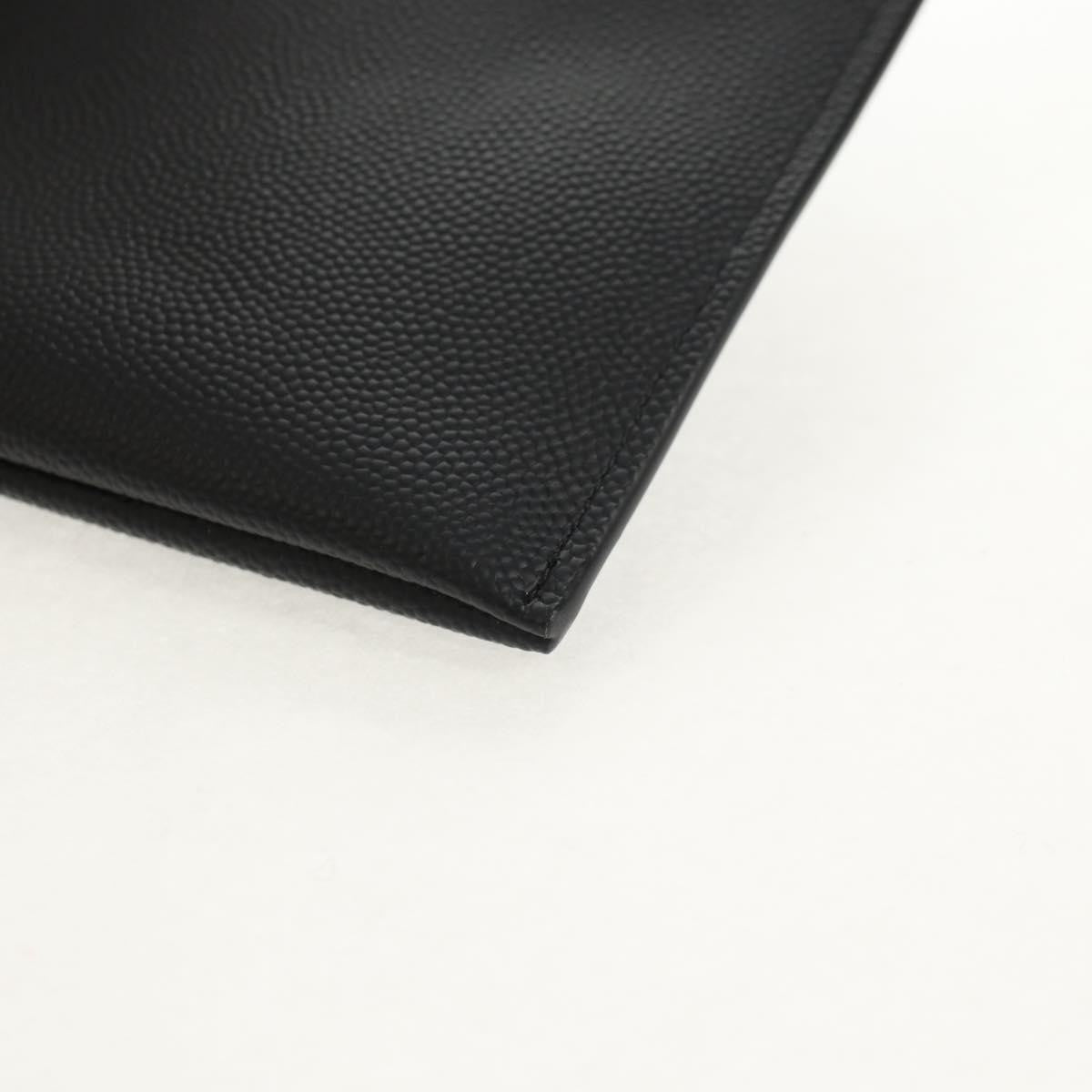 Saint Laurent Classic Monogram Zip Bill Pouch Leather, BLACK, LEATHER, Clutche & pouche