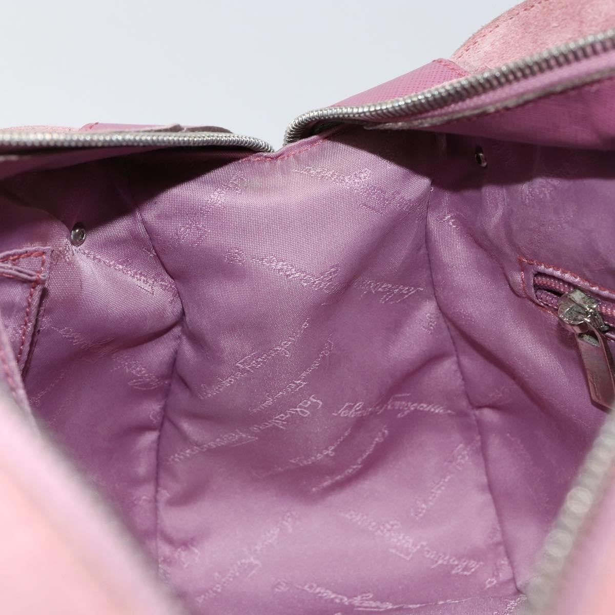 Salvatore Ferragamo Gancini handbag Suede, PINK, SUEDE, Handbag