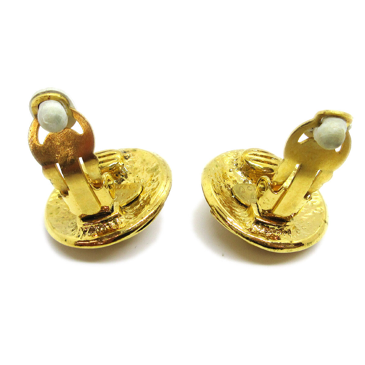 Chanel Vintage CC Round Clip-On Earrings Metal, GOLD, GOLD_PLATED, Earrings