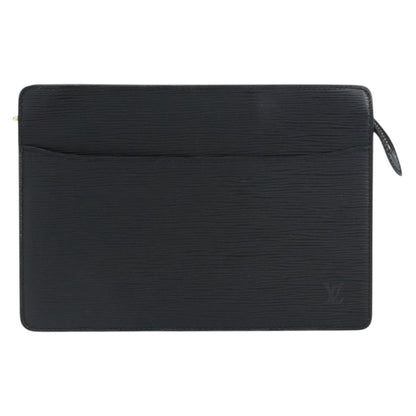 Louis Vuitton Pochette Homme Epi Leather, BLACK, LEATHER, Clutche & pouche