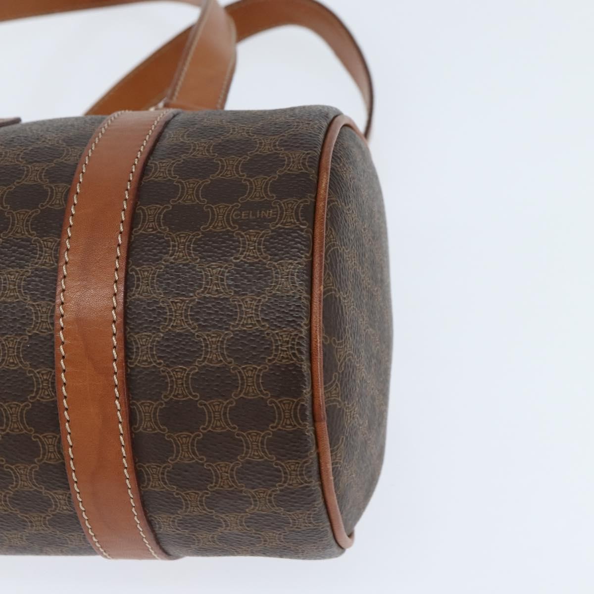 Celine Vintage Macadam Shoulder Bag Canvas and Leather, BROWN, CANVAS, Shoulder bag