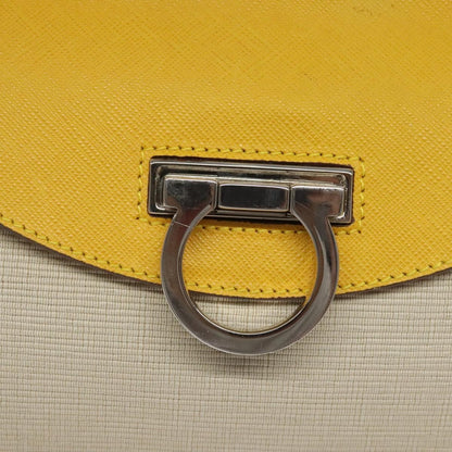 Salvatore Ferragamo Gancini handbag Canvas and Leather, YELLOW, CANVAS, Handbag