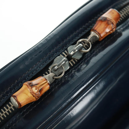 Gucci Vintage Bamboo Shoulder Bag Leather, NAVY, LEATHER, Shoulder bag