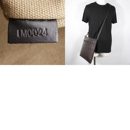 Louis Vuitton Sac Plat Crossbody Bag Utah Leather, BROWN, LEATHER, Shoulder bag