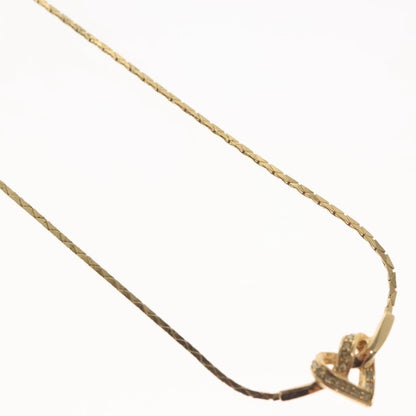 Christian Dior Logo Heart Pendant Necklace Metal with Crystal, GOLD, METAL, Necklace