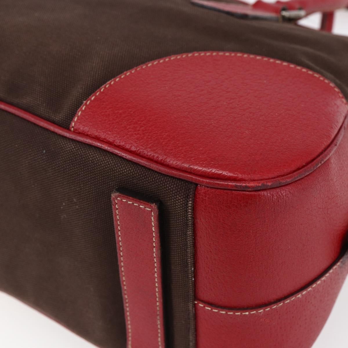Prada Bowler Bag Canvas with Leather, BROWN, CANVAS, Handbag