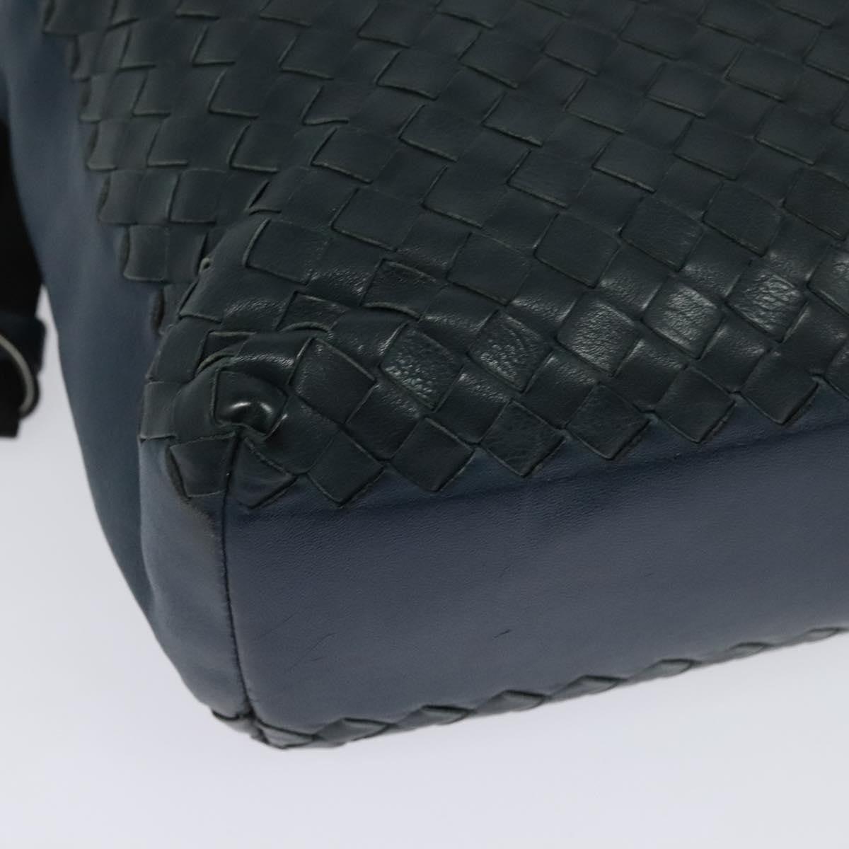 Bottega Veneta Flat Messenger Bag Intrecciato Nappa, BLUE, LEATHER, Shoulder bag