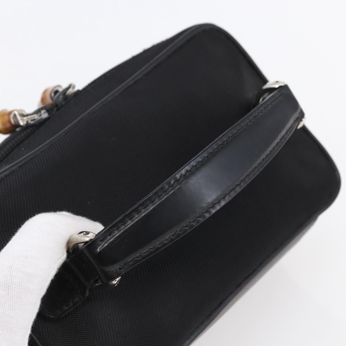Gucci Vintage Bamboo Vanity Case Nylon, Black, Nylon, Handbag