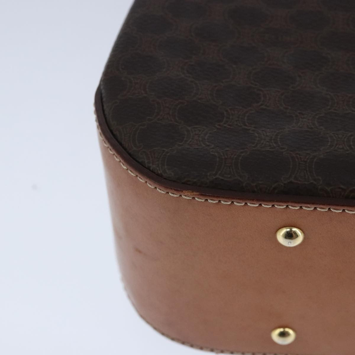 Celine Vintage Convertible Top Handle Bag Macadam Coated Canvas, Brown, Canvas, Handbag