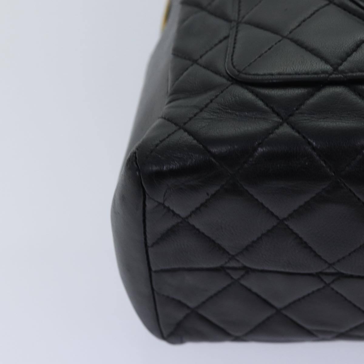 Chanel Coco Mark Black cakfskin, BLACK, LEATHER, Handbag