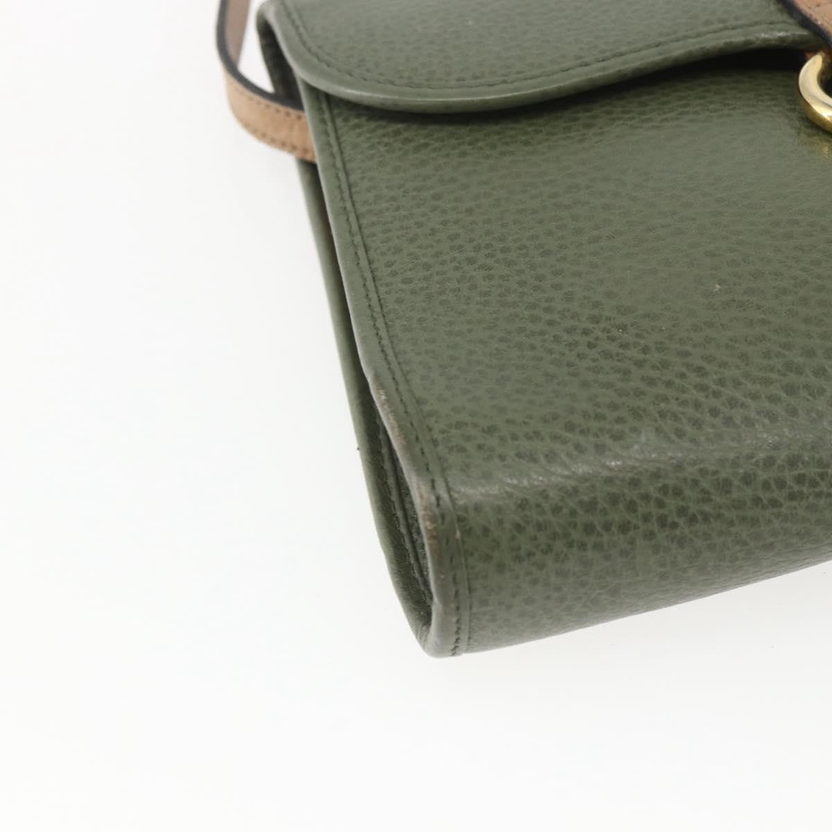 Christian Dior Vintage CD Flap Shoulder Bag Leather, KHAKI, LEATHER, Shoulder bag