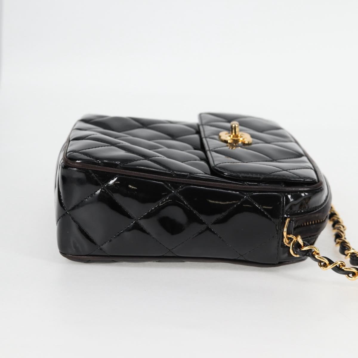 Chanel Vintage Square Front Pocket Camera Bag Quilted Patent, BLACK, PATENT_LEATHER, Crossbody bag